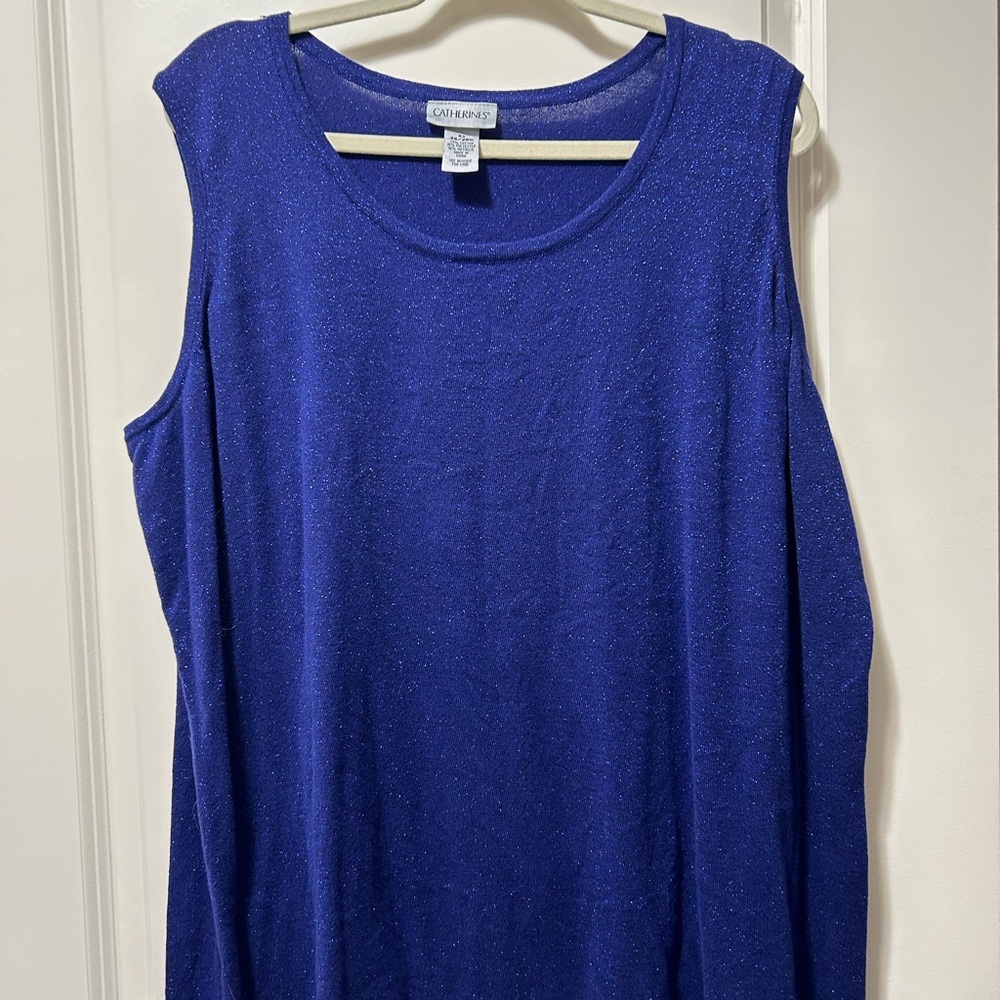 Sparkly Dark Blue Sleeveless Blouse Catherine’s 3X